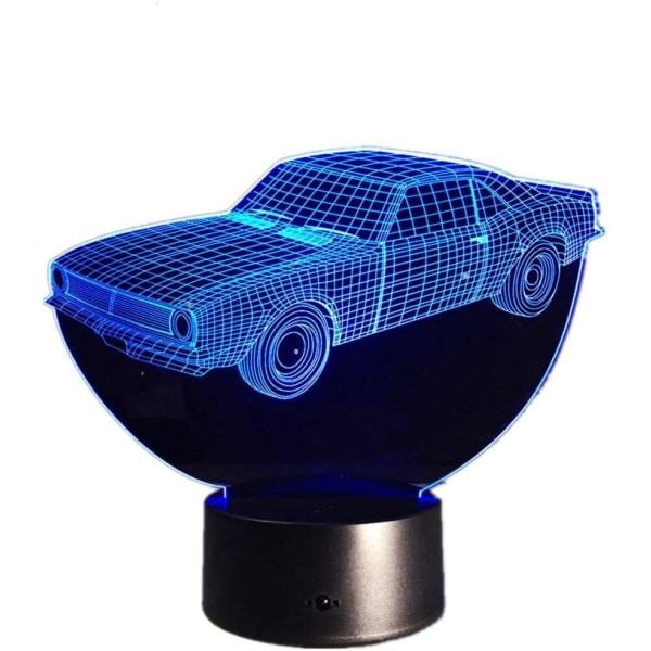 Cool Car 3D Illusion LED Nattlampa Färgglad Akryl Bordlampa för Fest Barnleksaker Heminredning Barlampa
