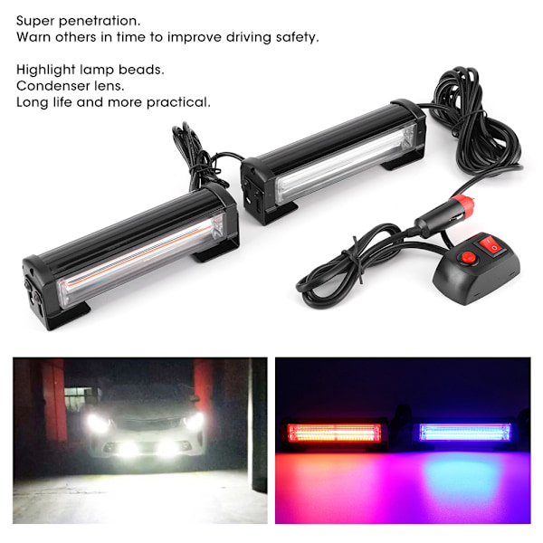 1V2 Frontgitter Strobe Lygtepane Høj lysstyrke Bil Advarselsblink 18Wx2  12V-24V