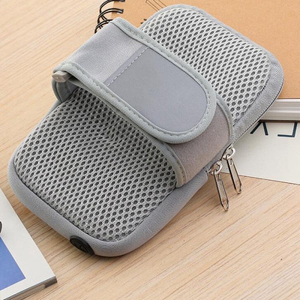 Vattentät löpararmband för utomhusbruk för män och kvinnor, passar telefoner på 5,1-7 tum (Plus size-6,6-7 tum mobiltelefon)  grå