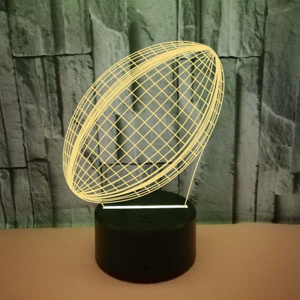 Rugby Natlampe, 3D Illusion LED Lampe, 7 Farver Dæmpbar m