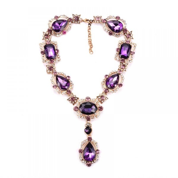 Juvelbesatt vattendroppe damhalsband, legering glas kristall Clavi