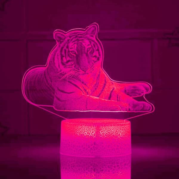 3D Lejon Tiger Nattlampa Led Touch Switch Dekor Bordsskiva