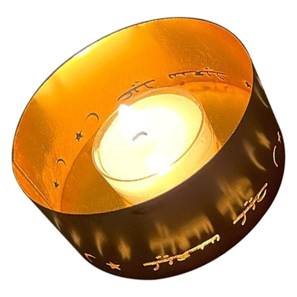 Tealight-ljusstake, elektropläterad metall, ihålig, dekorativ, liten ljusstake för meditation, semesterdekoration, typ 2
