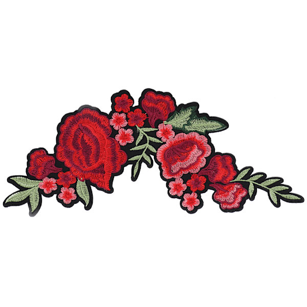 Plommonblomma Ros Broderad Patch DIY Dekoration Tyg Strykjärn Sy Märke Hantverk Tillbehör