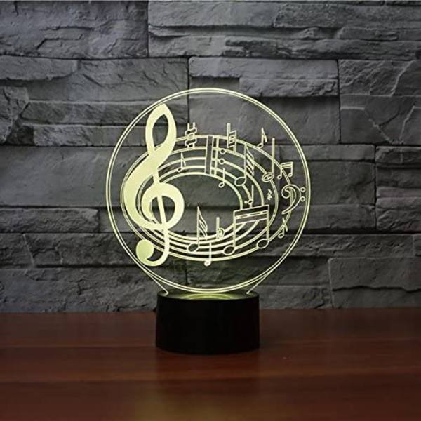 3D Musikalske Noder Form Natlampe 7 Farveskift LED Bordlampe