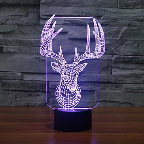 Nyhet Älg Hjort 3D Nattljus LED USB 7 Färgförändring LED T