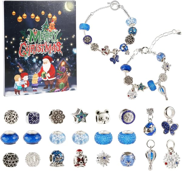 24 stk. Julekalender, DIY Julearmbåndssæt 24 Dages Nedtælling Charm Smykker Blind Box Julepynt til børn