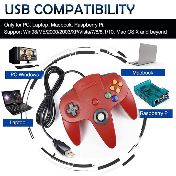 Retro USB kontroll för N64-spel, N64 Classic USB kontroll Orange