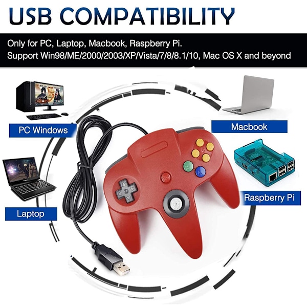 Retro USB-kontroller för N64-spel, N64 Classic USB-kontroll Orange