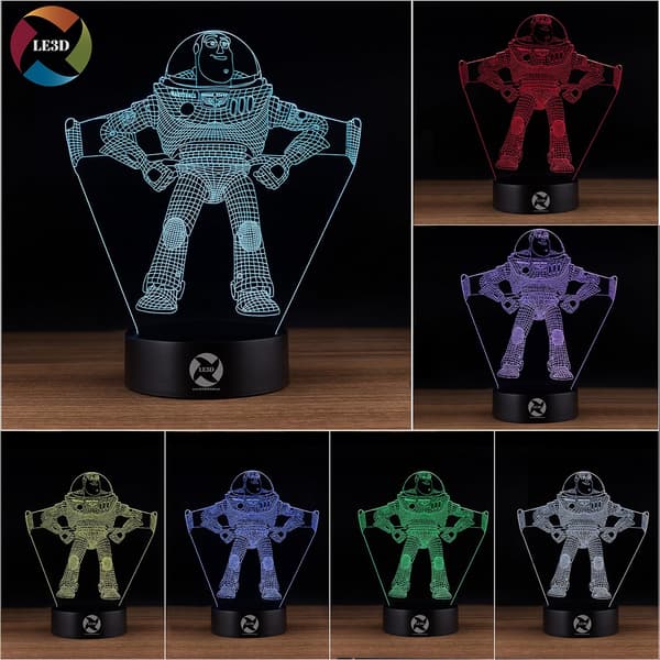 3D Optisk Illusjon Nattlys - 7 LED Fargeskiftende Lampe