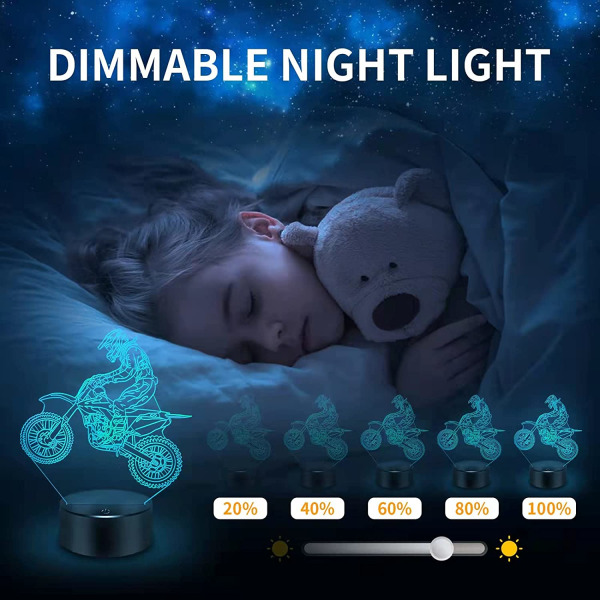 Smutscykel Present 3D Nattlampa, 16 Färger Ändrar Fjärrkontroll