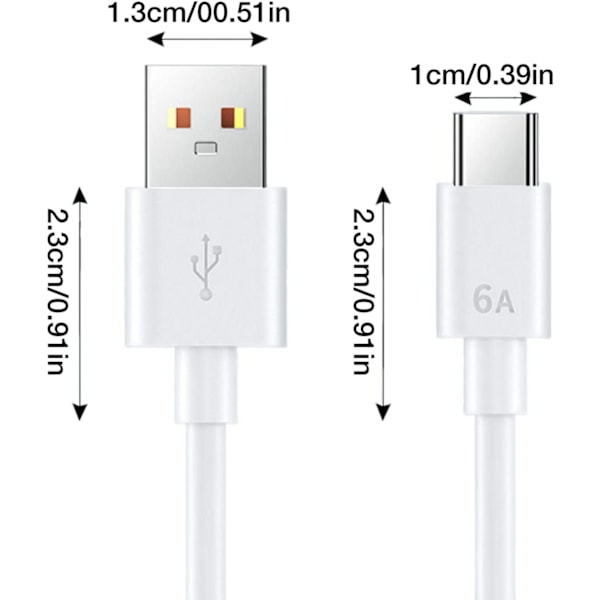 Laddningskabel | 6A Super Snabbladdning 66W Datakabel Typ-C