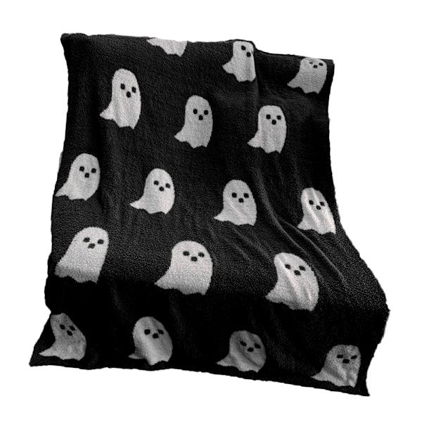Pehmeä ja mukava aavepeitto, hengittävä Halloween-peitto TV:n katseluun, leirintään, mustavalkoinen 150x200cm/59x79in 1300g/45.9oz