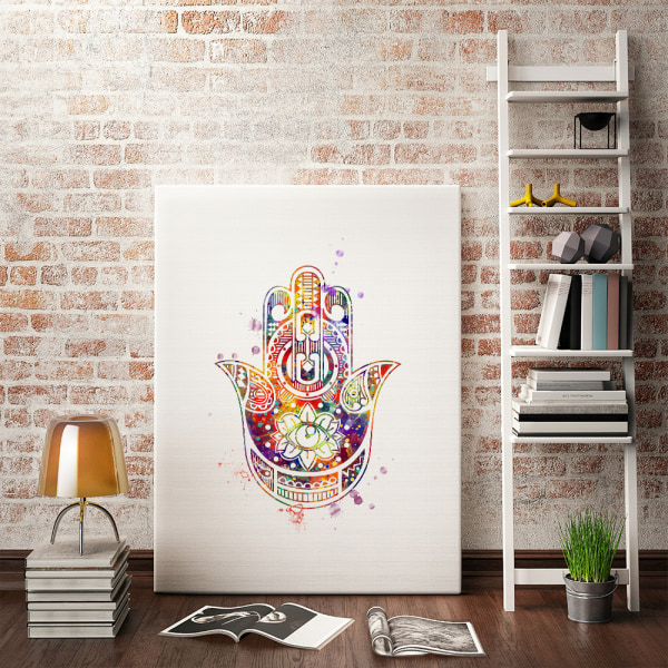 Buddha, Lotus och Mudra väggkonst canvas tryck affisch, enkel mode akvarell