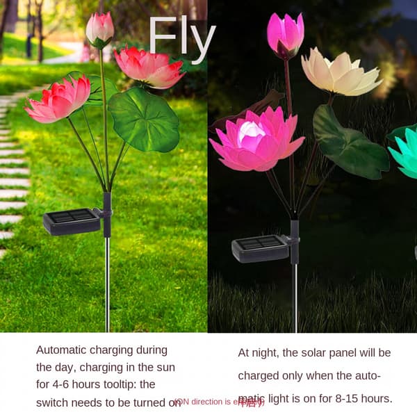 Udendørs Solar Lotus Lampe, Opgraderede Solar Havelamper til P White