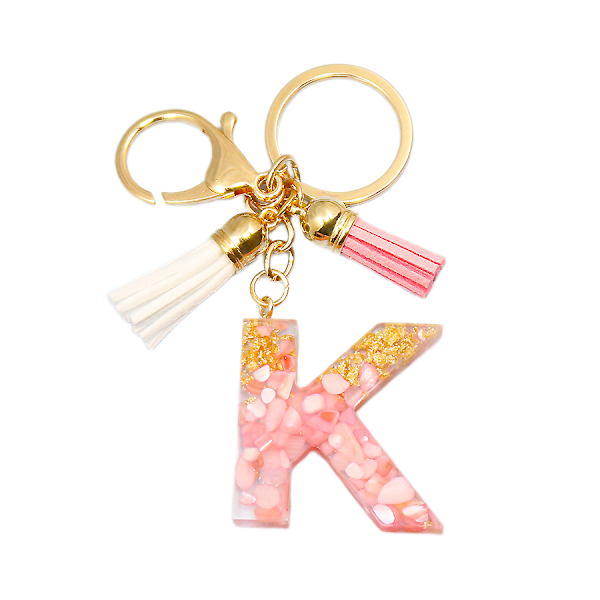 Söt initial nyckelring A-Z bokstav glittrande glitter nyckelring P K