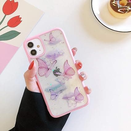 Kompatibel med iPhone 12 Cover, iPhone 12 Pro Cover, Sommerfugl