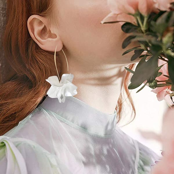 Bøhmiske Akryl Store Blomster Dråbeøreringe - Håndlavede Harpiks Lagdelte Kronblad Blomster Dingleøreringe til Kvinder