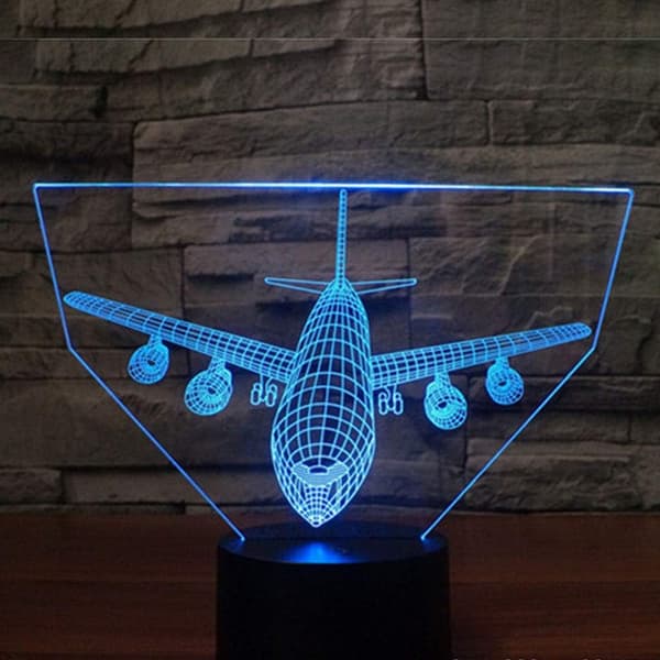 Flyselskap 3D Optisk Illusjon Nattelys Akryl 7 Fargeendring Berøringssensor Julegave Bursdagsgave til Barn Gutter