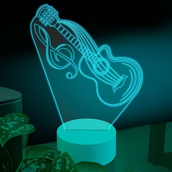 Musik 3D LED-bordslampa, gitarr diskantklav sånginstrument