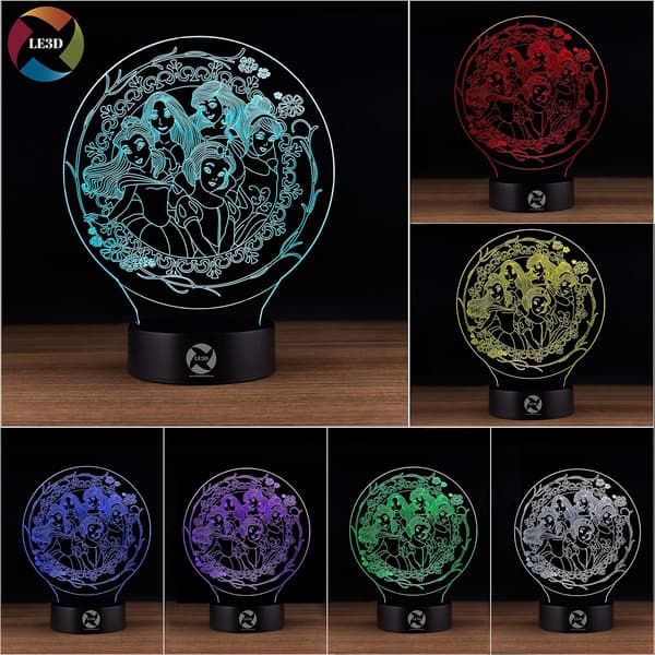 3D Optisk Illusjon Nattlys - 7 LED Fargeskiftende Lampe