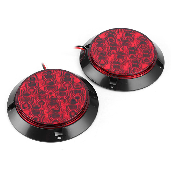 2 st 4-i-1 12V 12LED Baklykta Vattentät Rund Broms Stopplampa för Båt ATV Lastbil
