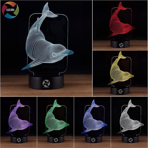 3D Optisk Illusions Natlampe - 7 LED Farveskiftende Lampe