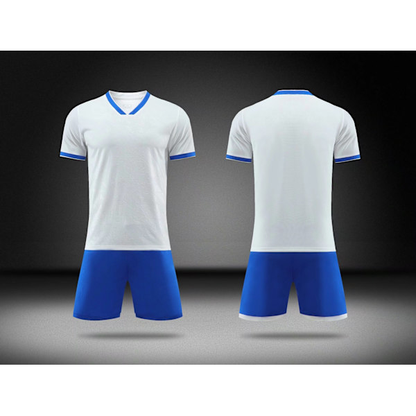 Fotbollströjeset: sportträningsdräkt, pojkar fotbollströja uniform, anpassad vuxendräkt, nummer, namn, logotyp, sponsor White XS