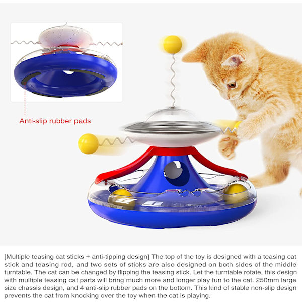 Katt skivspelare trackball, väderkvarn läckande matleksak, multifun