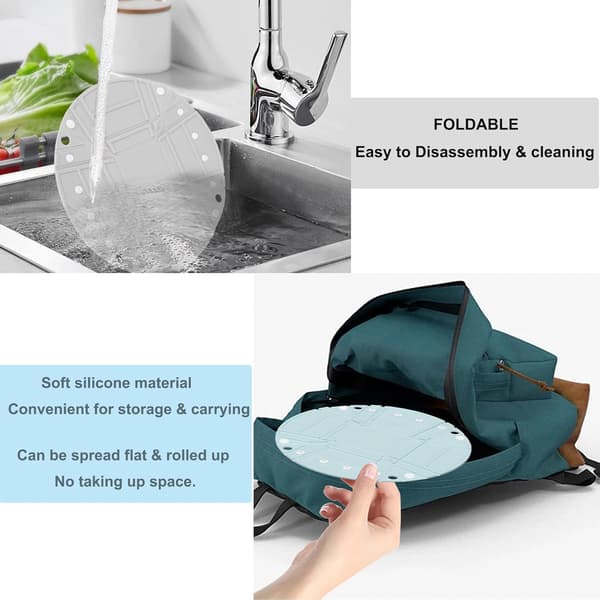 Bærbar sammenklappelig madskål til rejser, camping og picnicmåltider, foldbart service, køkkenopbevaring Light Blue