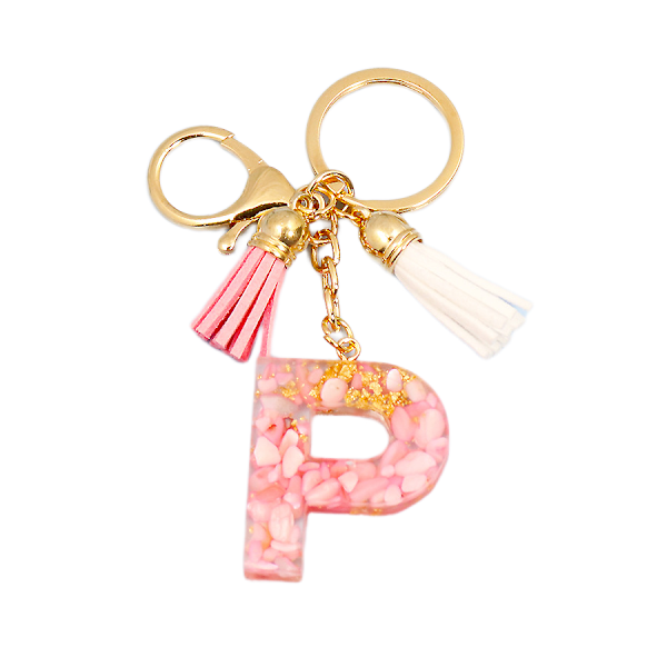 Söt initial nyckelring A-Z bokstav glittrande glitter nyckelring P P