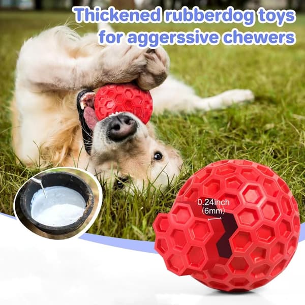 Rød pipende gummihundeball, interaktiv tyggeleke for små hunder, flytende biteleke for valper red