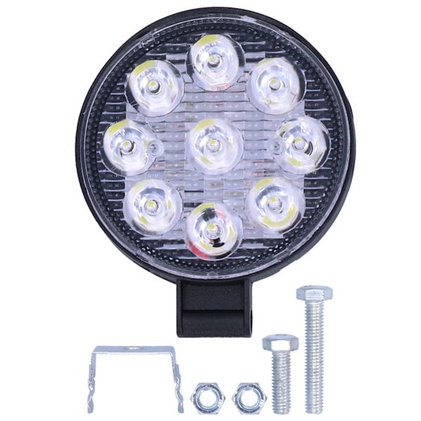 27W 9LED arbeidslys 6000K 3000LM rund lampe IP67 vanntett universell for bil motorsykkel