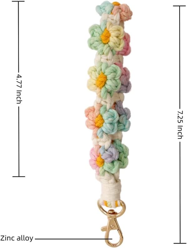 Macrame nøglering Håndlavet håndledsrem nøglering Håndledsrem til nøgler Sød blomst nøglering Nøglering til kvinder Multicolour1