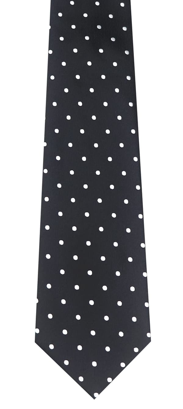 Herre sort hvid prikket slips, 3,15\" bredde 57\" længde, jacquardvævet mikrofiber polyester slips, klassisk formel forretningsbryllup Black Small Dot