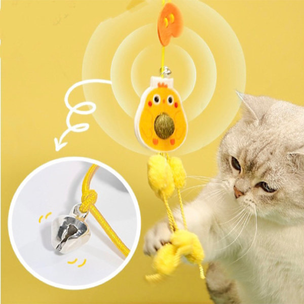 Strengeleg Kattelegetøj Hængende Dør Fjerlegetøj Elastisk Tilbagekaldelig Kat Attraktiv Teaser Legetøj Small Yellow Chicken