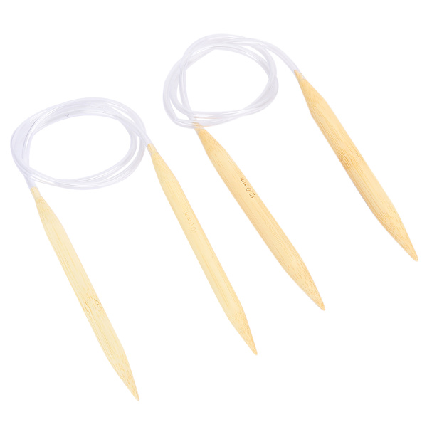 2 st set cirkulära stickor i bambu för tröjor och mattor