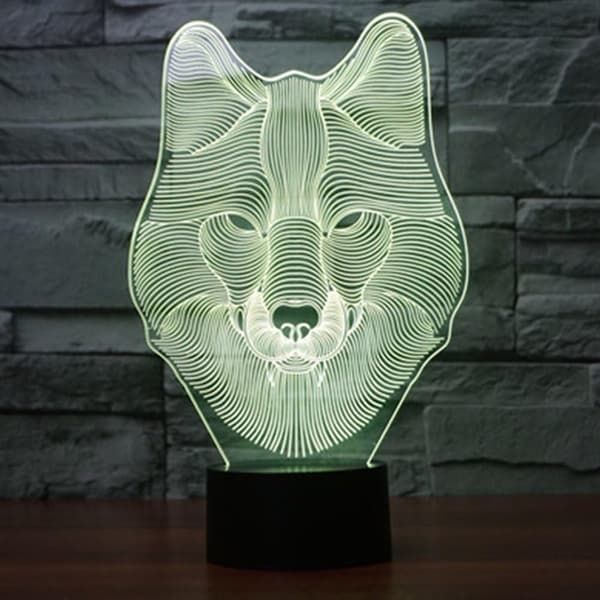 Animals Wolf 3D Natlampe med Touch-kontrol, Ticent