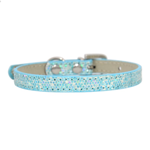 Pet Bling Tillbehör Katt och Hund Rhinestone Krage PU Läder Blue M