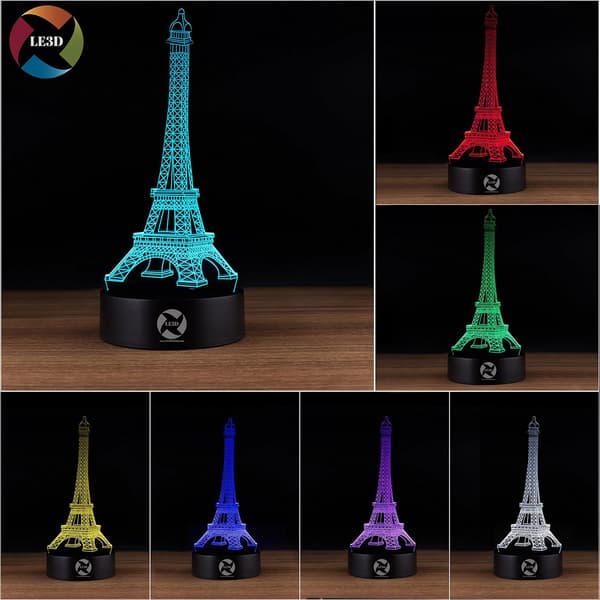 3D Optisk Illusjon Nattlys - 7 LED Fargeskiftende Lampe