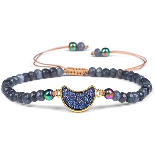 Natursten Perle Armbånd Healing Krystal Armbånd Håndlavet Armbånd Hjerteformet Trekant Armbånd Stenperler Armbånd Smykker til Kvinder Dark grey