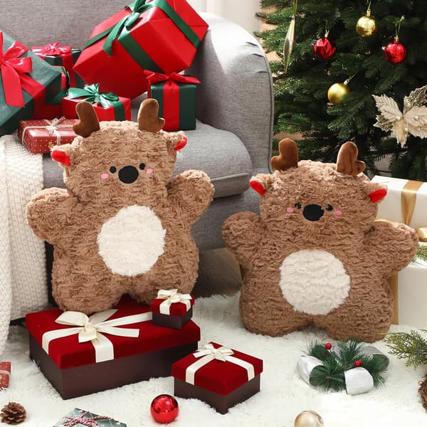 2 st mjuka plysch älgformade julkuddar - dekorativa hjortkuddar för soffa, sovrum, vardagsrum och julklappar