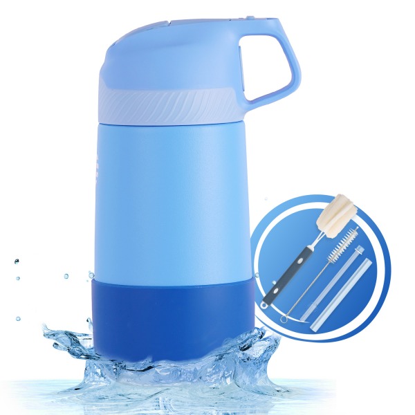 Çocuk Su Şişesi Samanlı 400ml, BPA İçermeyen Paslanmaz Çelik