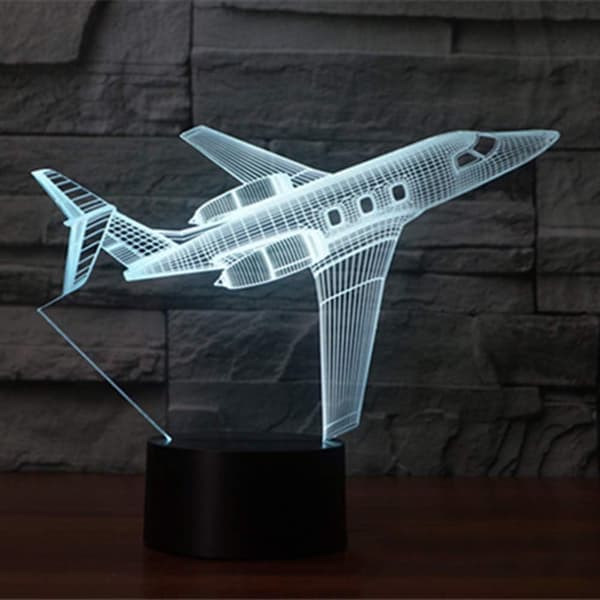 Jetfly USB Bordlampe 3D Lampe Lys LED 7 Farveskift