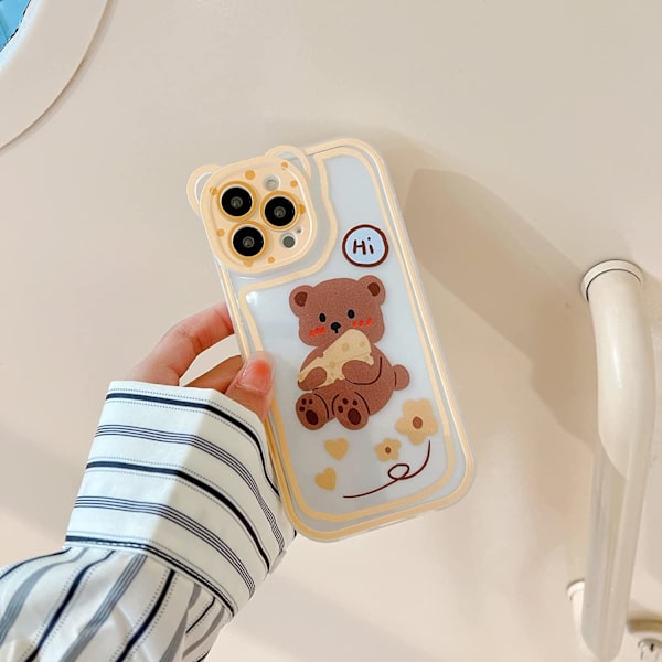 Kompatibel med iPhone 12 Skal Transparent Söt Björnhuvud P