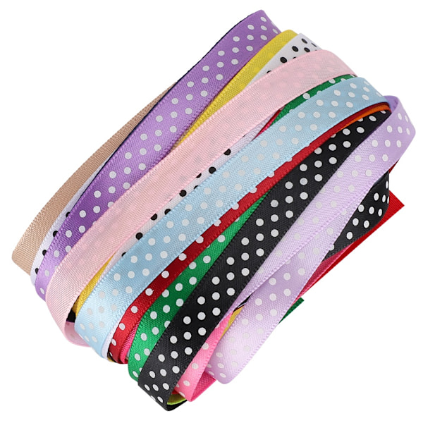 18 st tryckta band, enfärgade prickar, gör-det-själv-tillbehör, bröllopsdekorationer, polyester, 10 mm