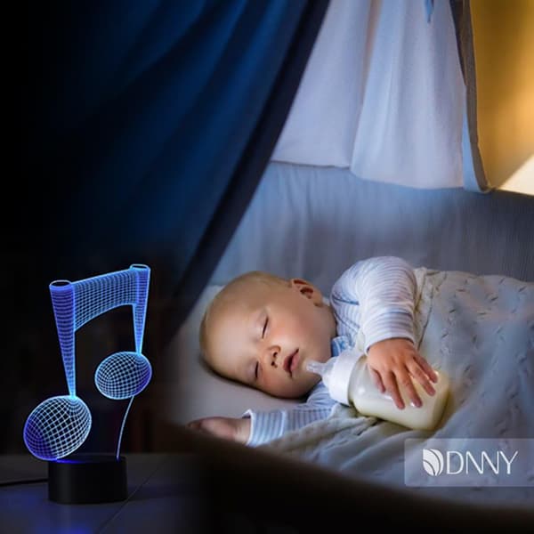 Musiknote 3D Illusion LED Natlampe Skrivebordslampe 3D Optisk I