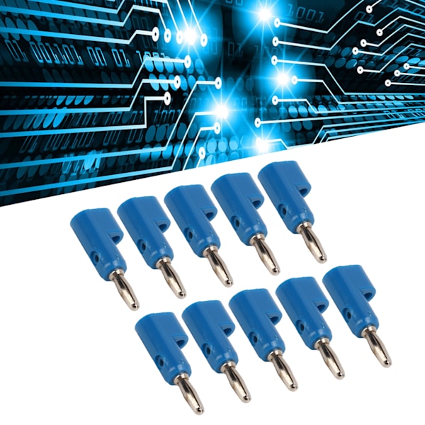 10 st/set 4mm Lödfria Bananpluggar Stapelbara Öppna Skruvar 30V AC‑60V DC Max 27A för Elektronik Industriutrustning Blue