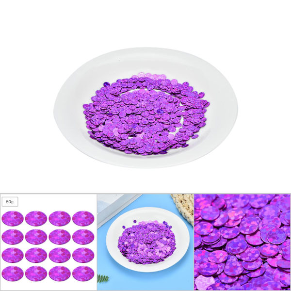 50G DIY PVC ei reikää pyöreä paljetti lava häävaatteet tarvikkeet (Laser Rose Red 2mm)