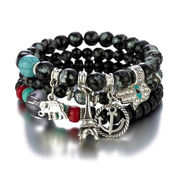 1 STK Bohemian Beads Armband Set för kvinnor Multilayer Tasse